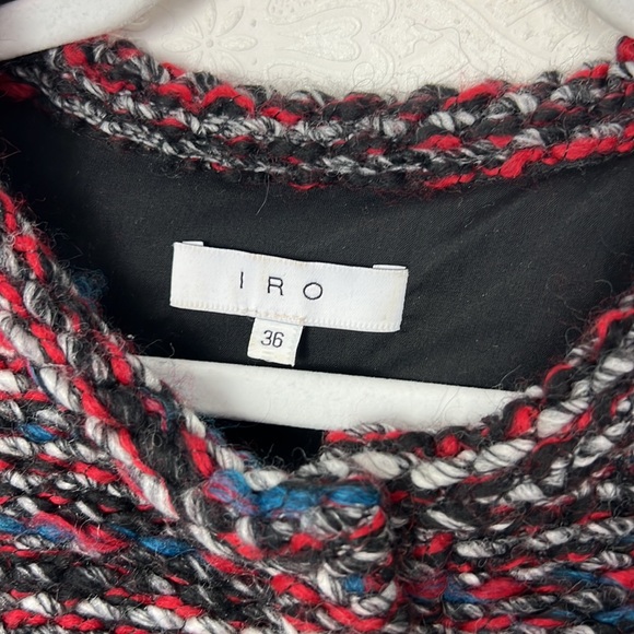 IRO Carene Tweed Jacket Textured Red Black Blue Coat Classic Classy Formal Work - Picture 5 of 7